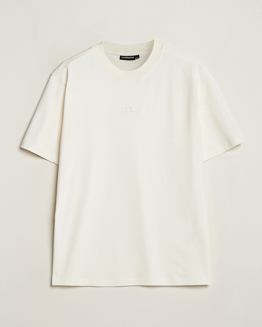 Herr | T-Shirts | J.Lindeberg | Adnan Logo Mock Neck T-Shirt Cloud White