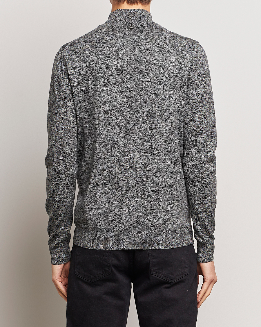 Herr | Tröjor | J.Lindeberg | Kiyan Quarter Zip Wool Sweater Black Melange