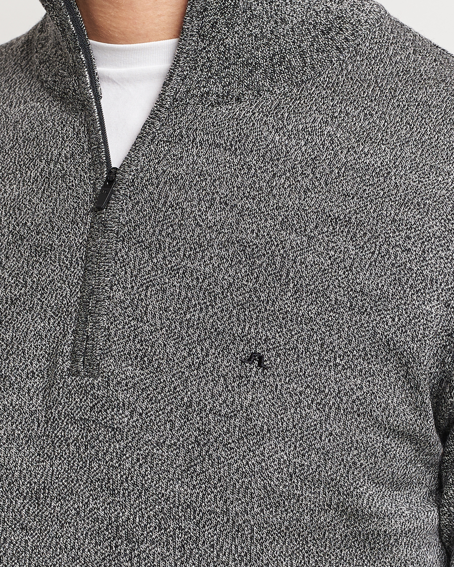 Herr | Tröjor | J.Lindeberg | Kiyan Quarter Zip Wool Sweater Black Melange