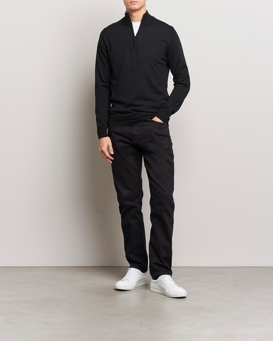 Herr | Tröjor | J.Lindeberg | Kiyan Quarter Zip Wool Sweater Black