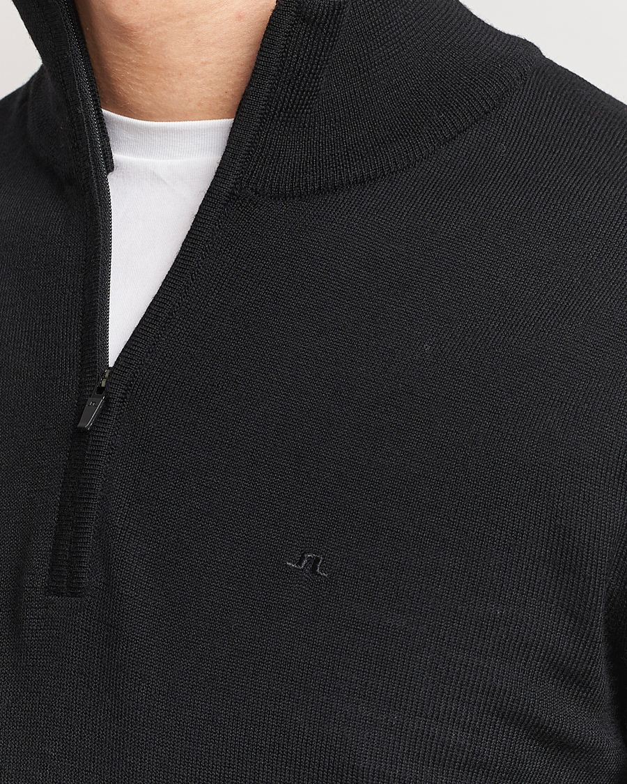 Herr | Tröjor | J.Lindeberg | Kiyan Quarter Zip Wool Sweater Black
