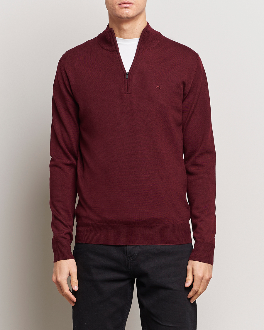 Herr | Lojalitetserbjudande | J.Lindeberg | Kiyan Quarter Zip Wool Sweater Zinfandel