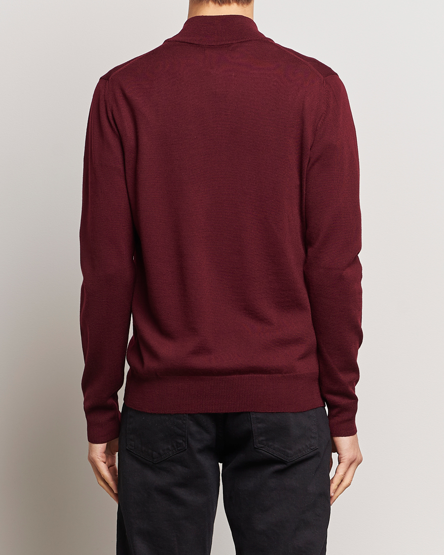 Herr | Tröjor | J.Lindeberg | Kiyan Quarter Zip Wool Sweater Zinfandel