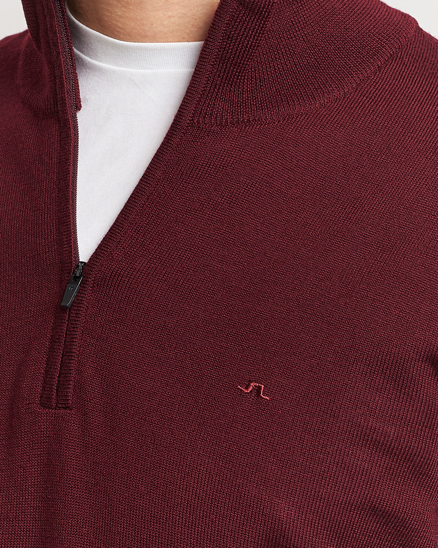 Herr | Tröjor | J.Lindeberg | Kiyan Quarter Zip Wool Sweater Zinfandel