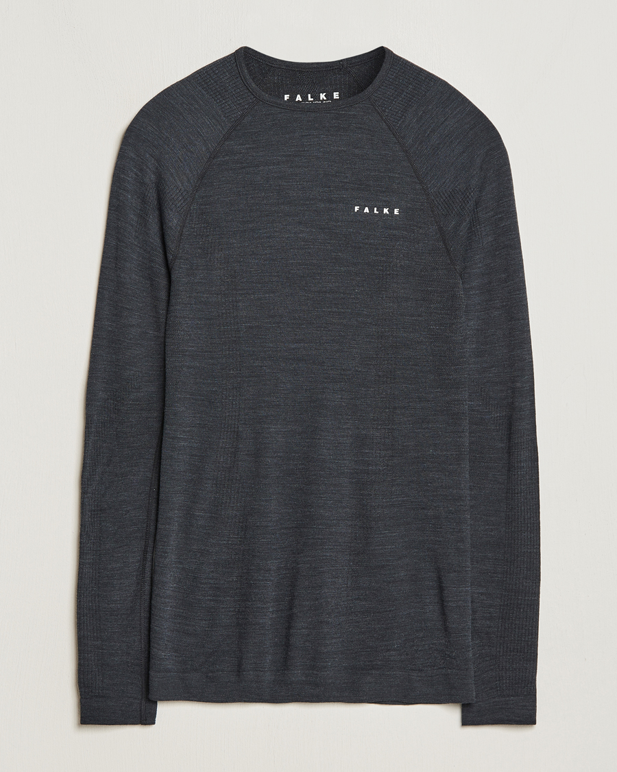 Herr |  | Falke Sport | Falke Long Sleeve Wool Tech Shirt Black