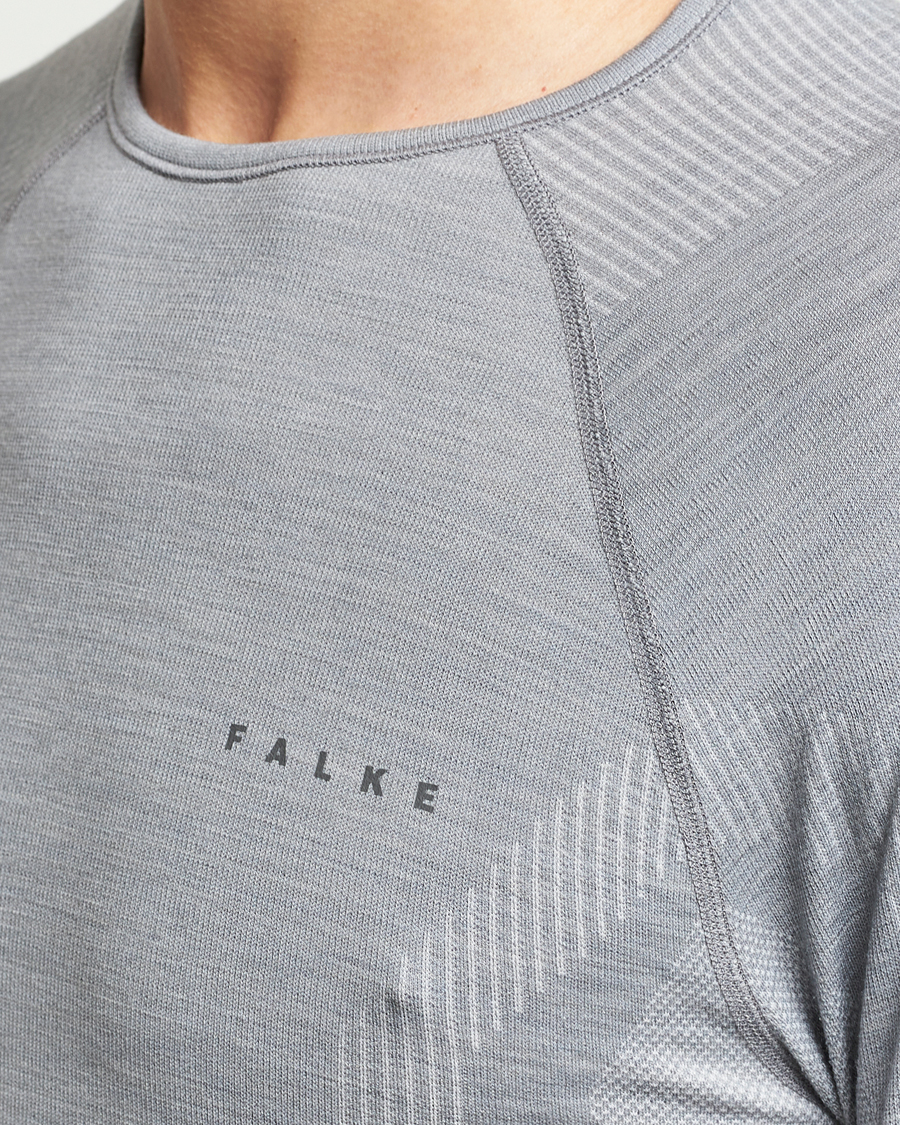 Herr | T-Shirts | Falke Sport | Falke Long Sleeve Wool Tech Shirt Grey Heather