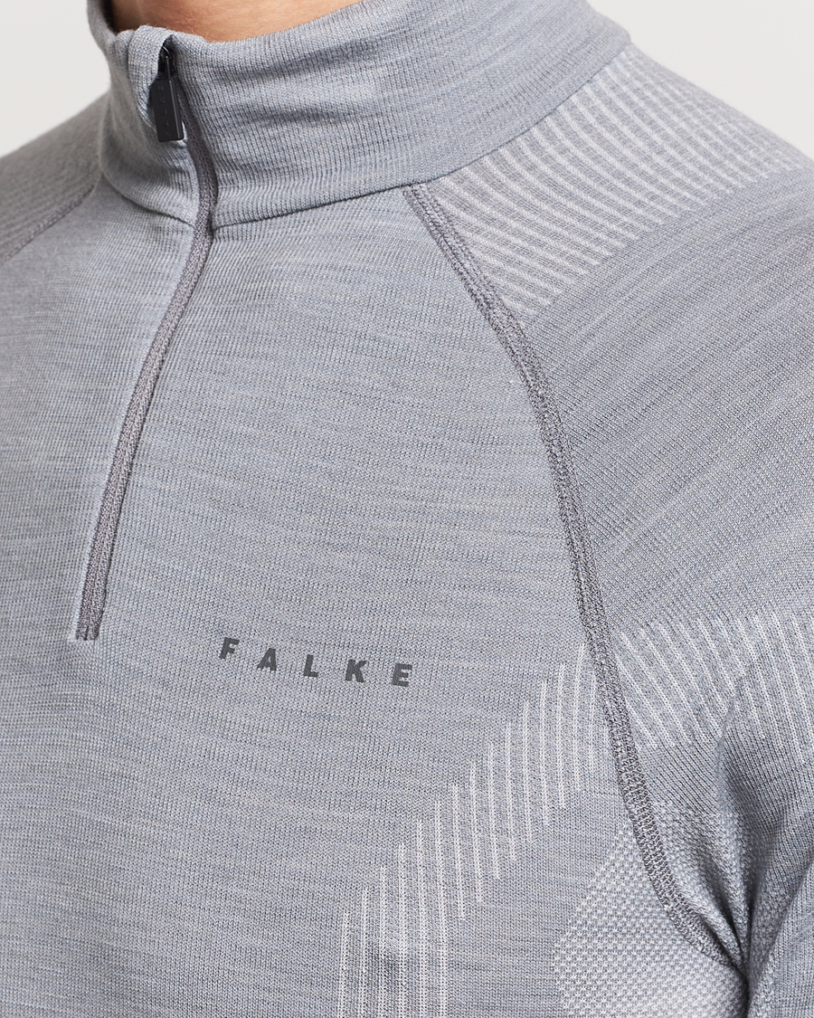 Herr | Tröjor | Falke Sport | Falke Long Sleeve Wool Tech half Zip Shirt Grey Heather