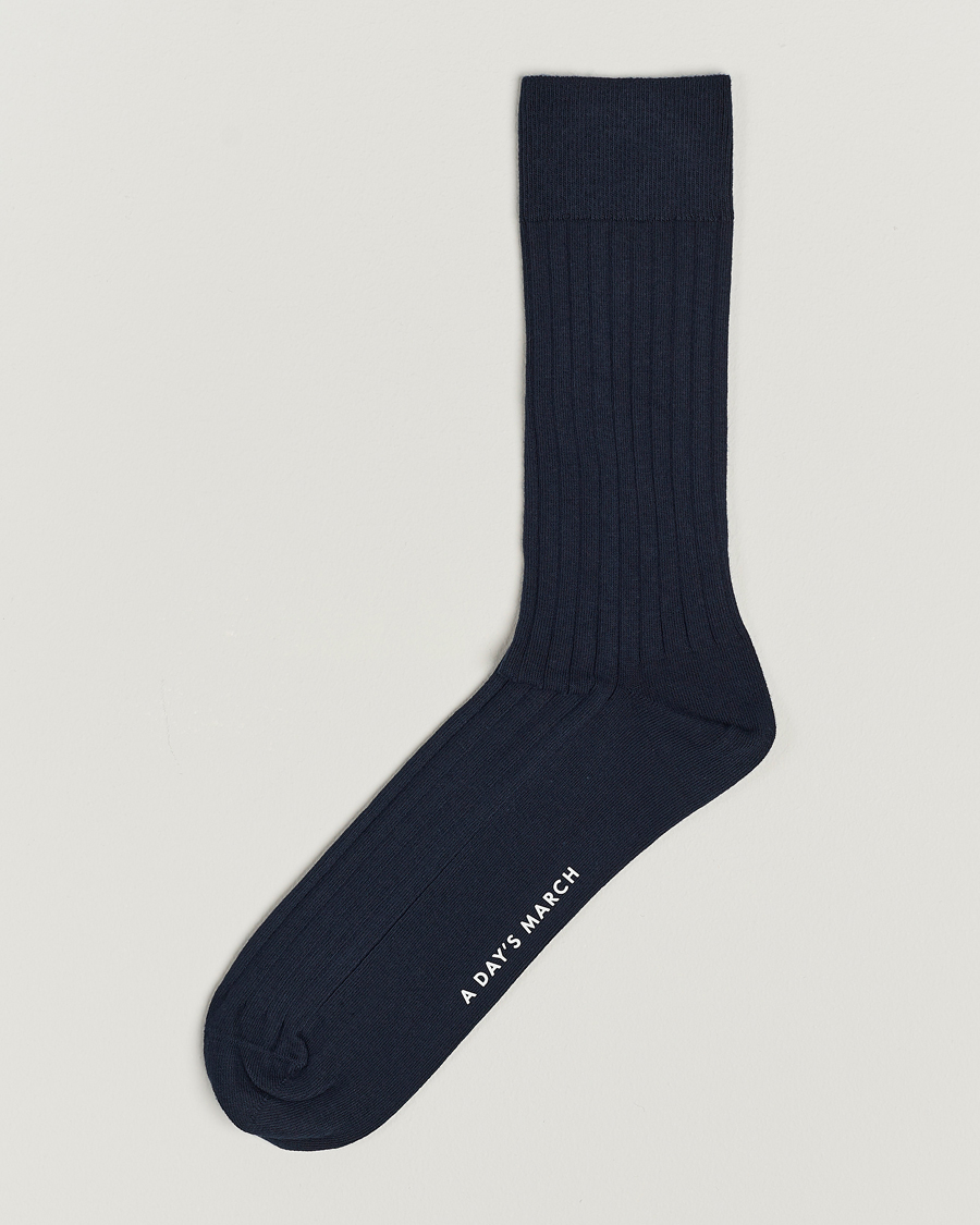 Herr | Underkläder | A Day's March | Ribbed Cotton Socks Navy