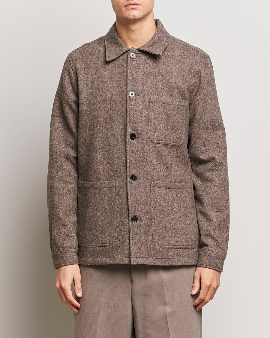 Herr | Skjortor | A Day's March | Original Wool Overshirt Taupe Melange