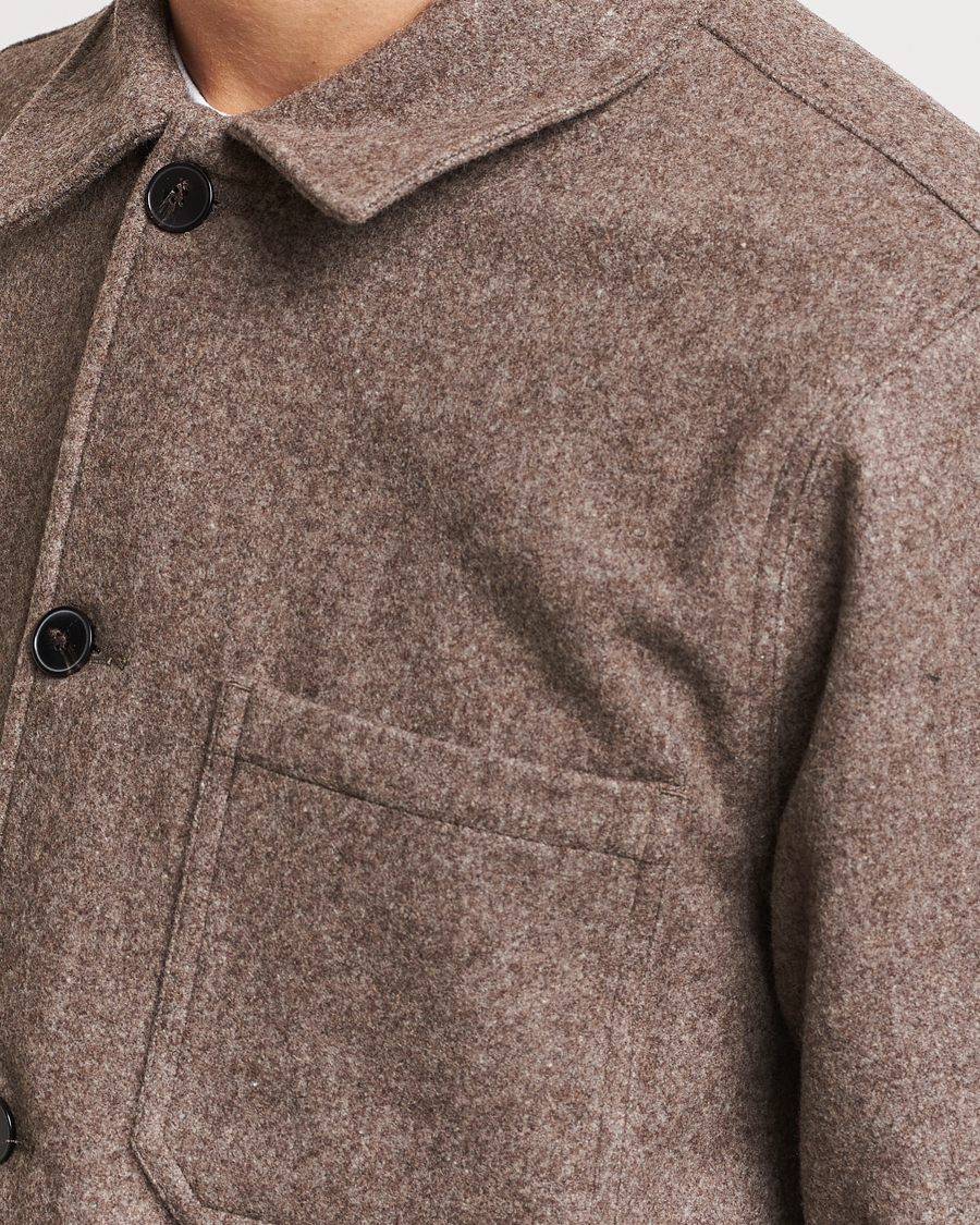 Herr | Skjortor | A Day's March | Original Wool Overshirt Taupe Melange