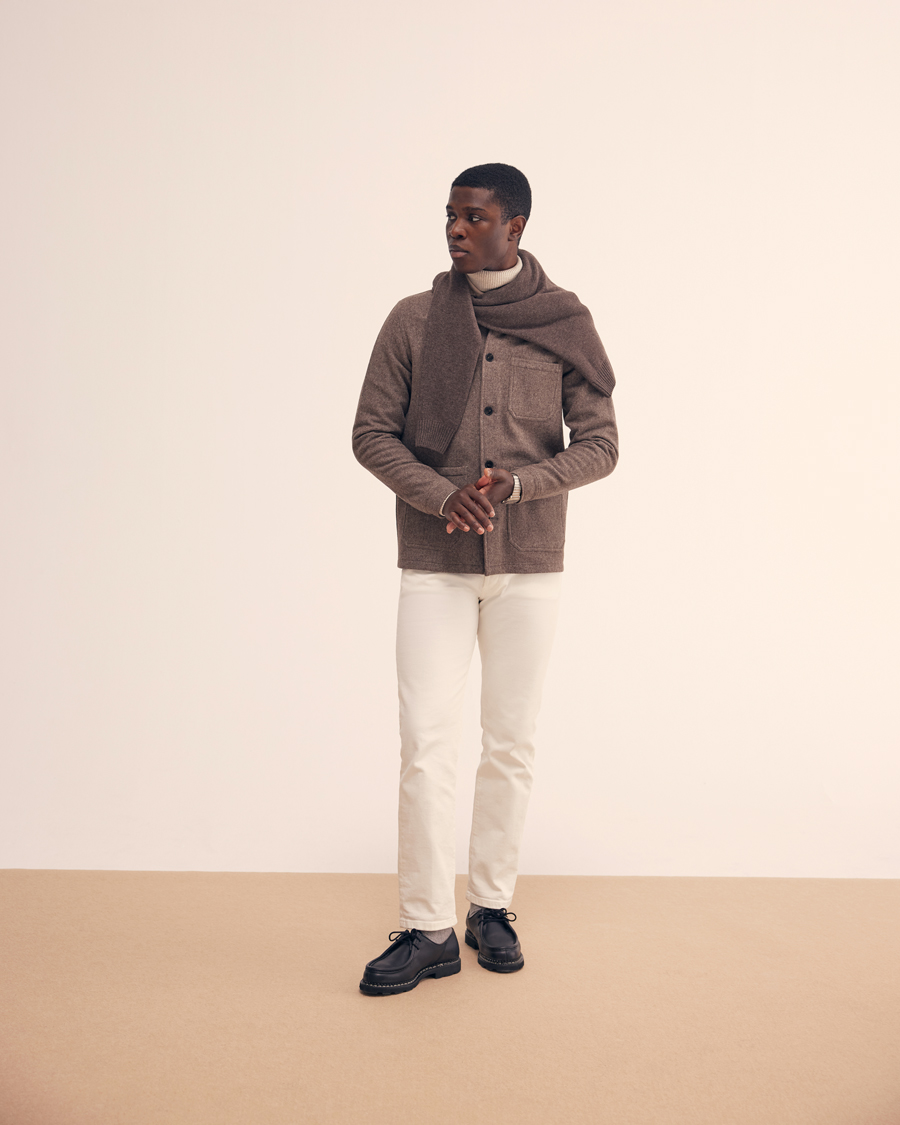 Herr | Skjortor | A Day's March | Original Wool Overshirt Taupe Melange