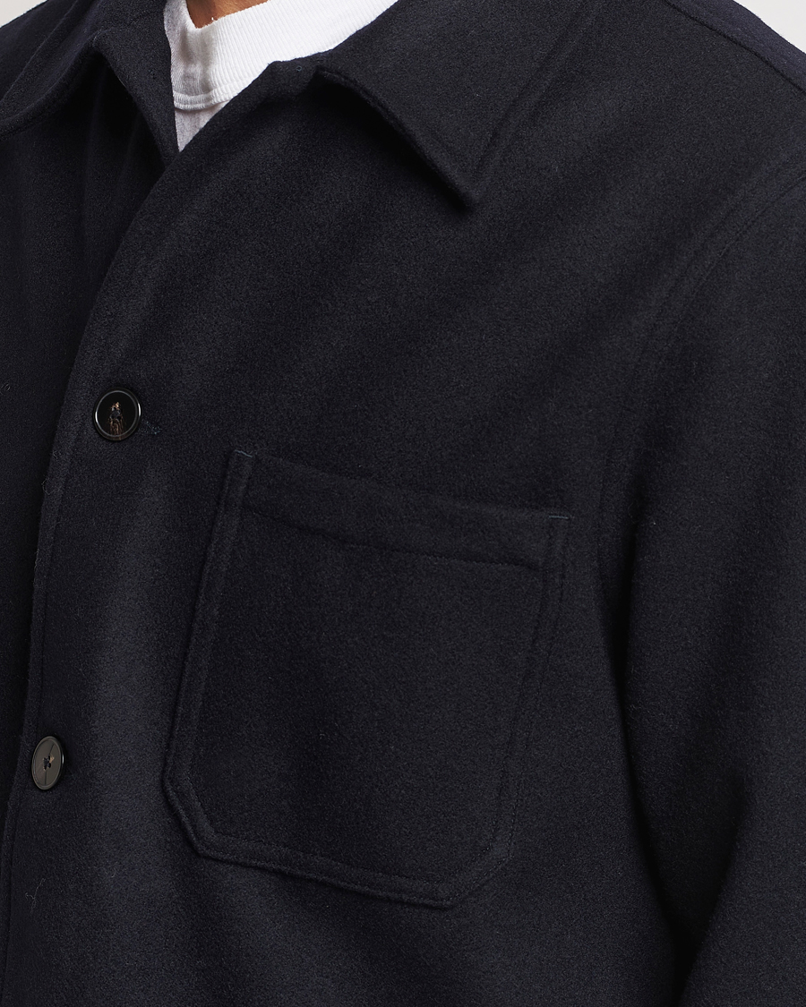 Herr | Jackor | A Day's March | Wool Overshirt Navy