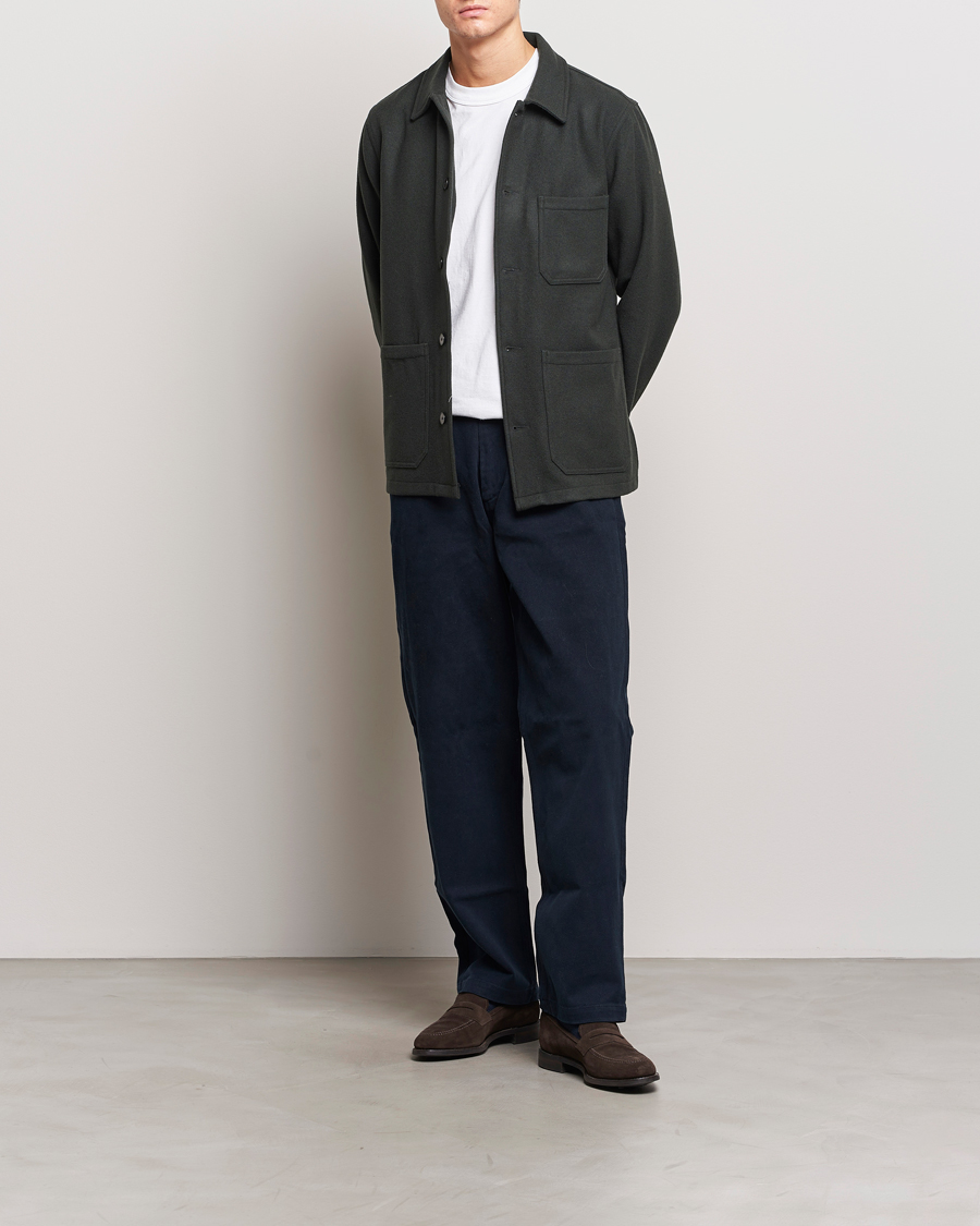 Herr | Skjortor | A Day's March | Original Wool Overshirt Seaweed