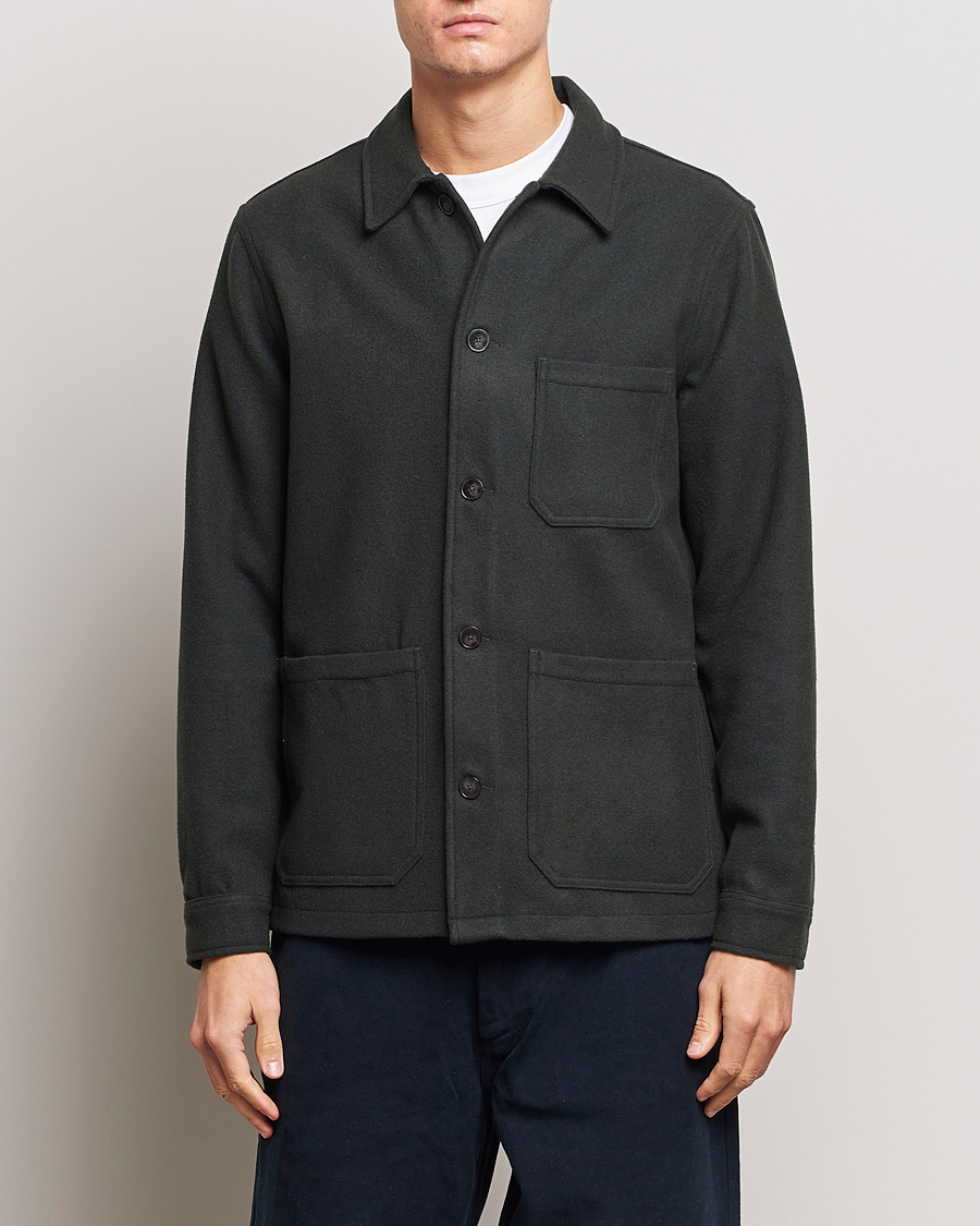 Herr | Skjortor | A Day's March | Original Wool Overshirt Seaweed