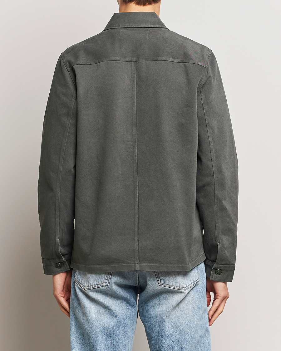 Herr | Skjortor | A Day's March | Patch Pocket Sturdy Twill Overshirt Olive