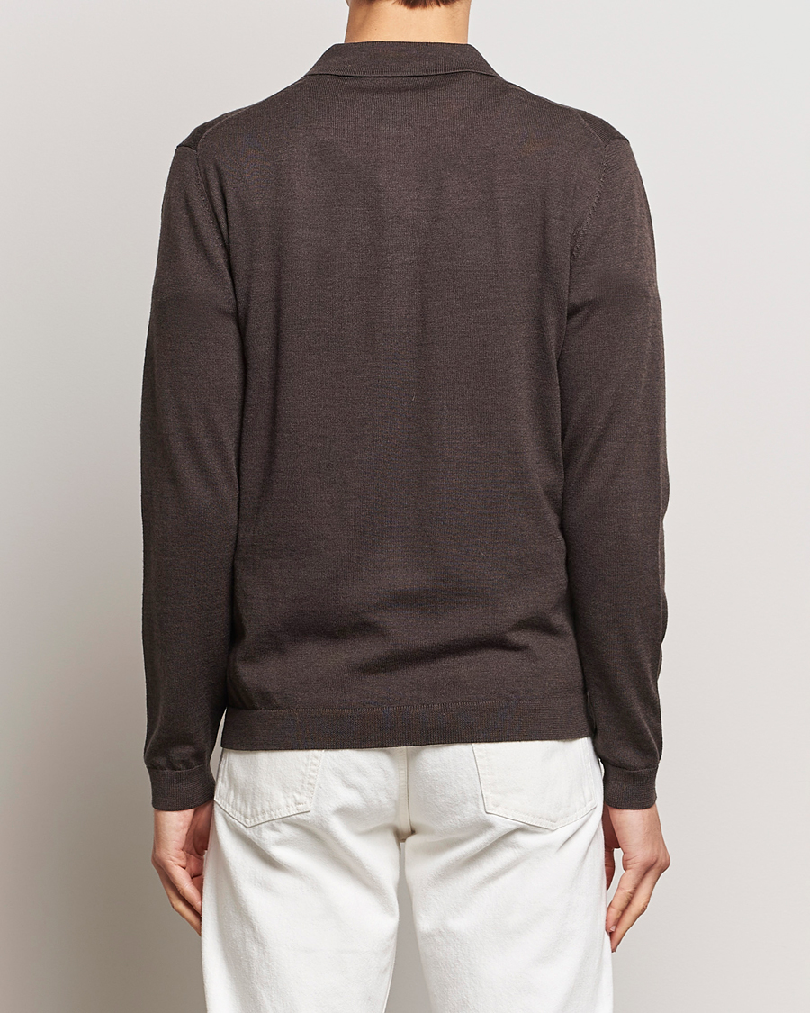 Herr | Tröjor | A Day's March | Ambroz Merino Polo Dark Brown