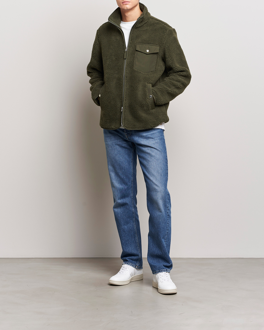 Herr | Tröjor | A Day's March | Tone Pile Fleece Jacket Deep Green