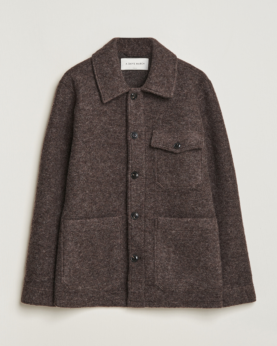Herr | Skjortor | A Day's March | Chaumont Heavy Wool Overshirt Taupe