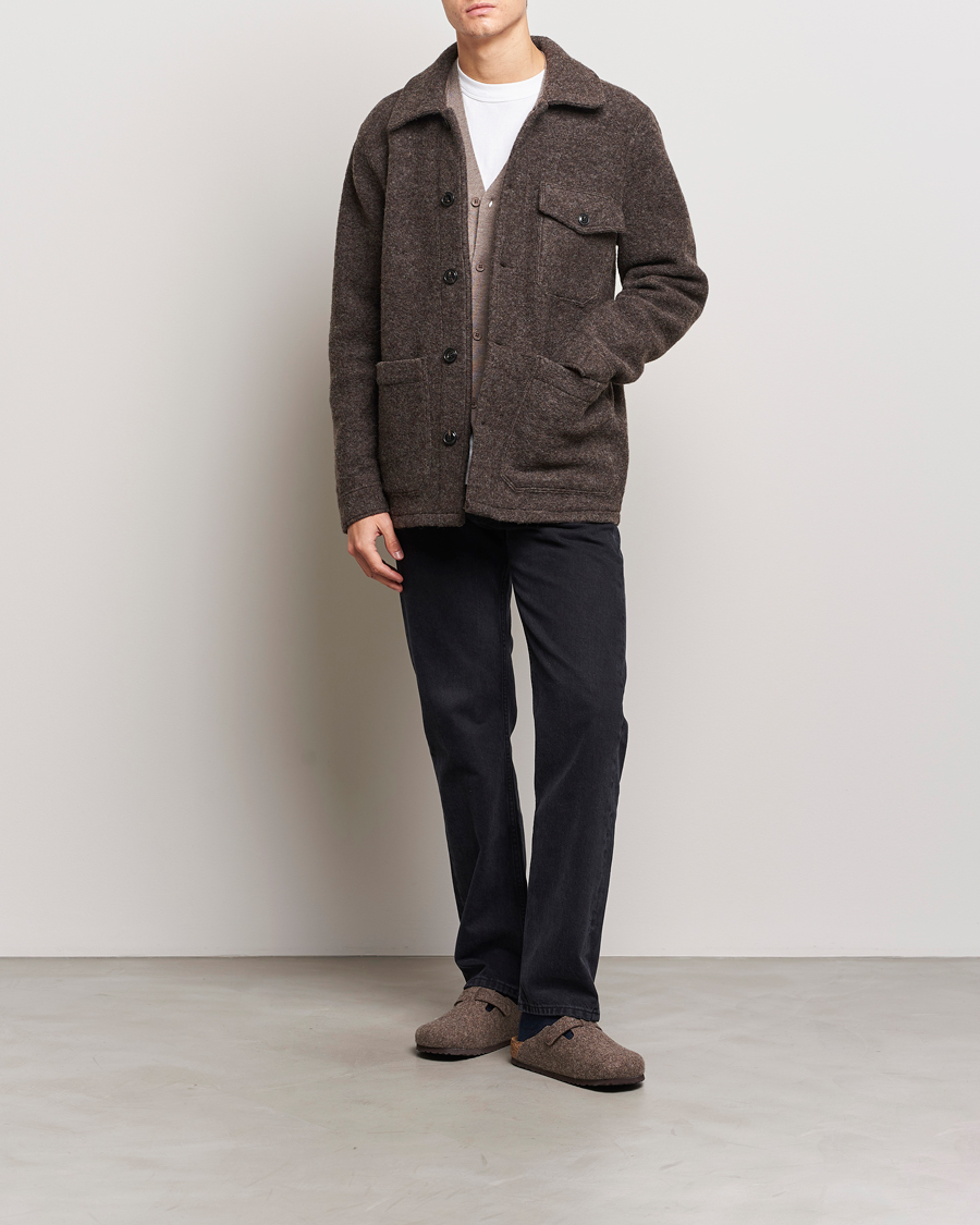 Herr | Skjortor | A Day's March | Chaumont Heavy Wool Overshirt Taupe