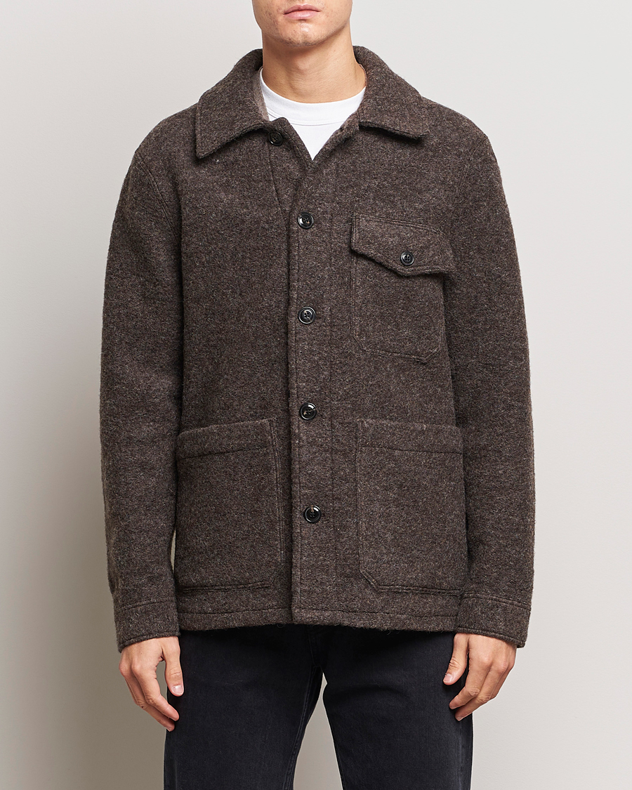 Herr | Skjortor | A Day's March | Chaumont Heavy Wool Overshirt Taupe