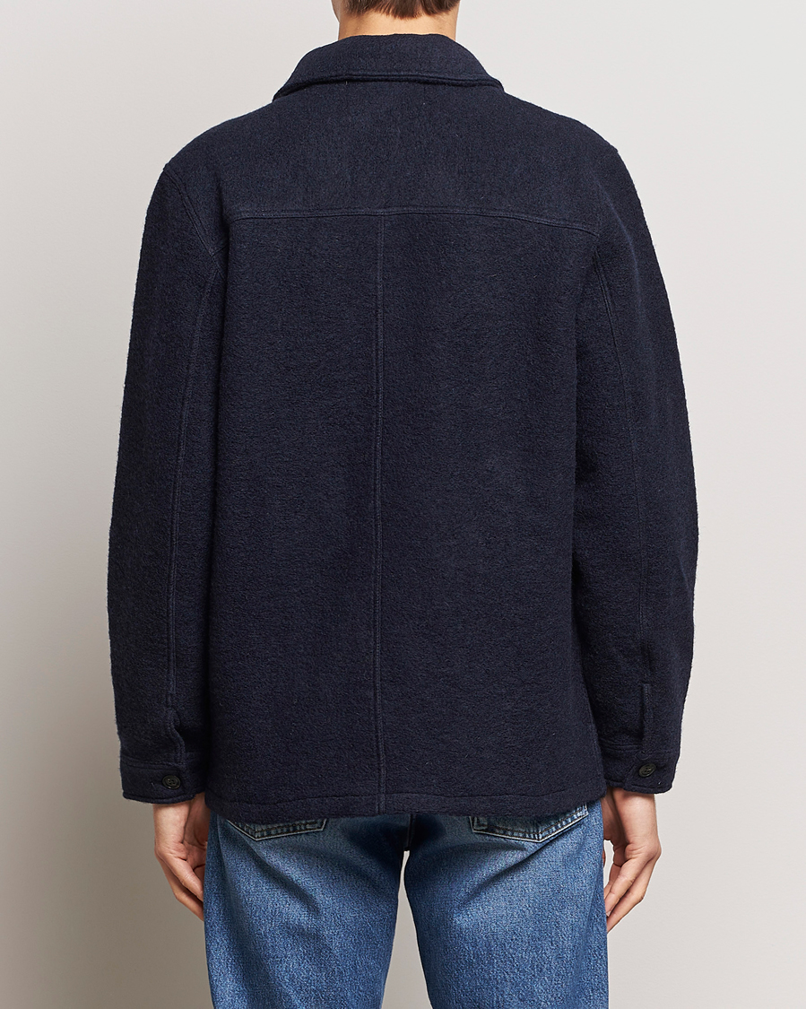 Herr | Skjortor | A Day's March | Chaumont Heavy Wool Overshirt Navy