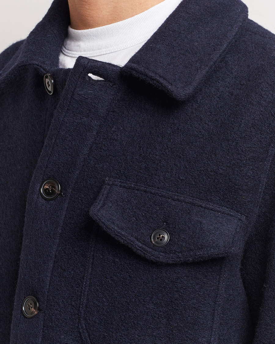 Herr | Skjortor | A Day's March | Chaumont Heavy Wool Overshirt Navy