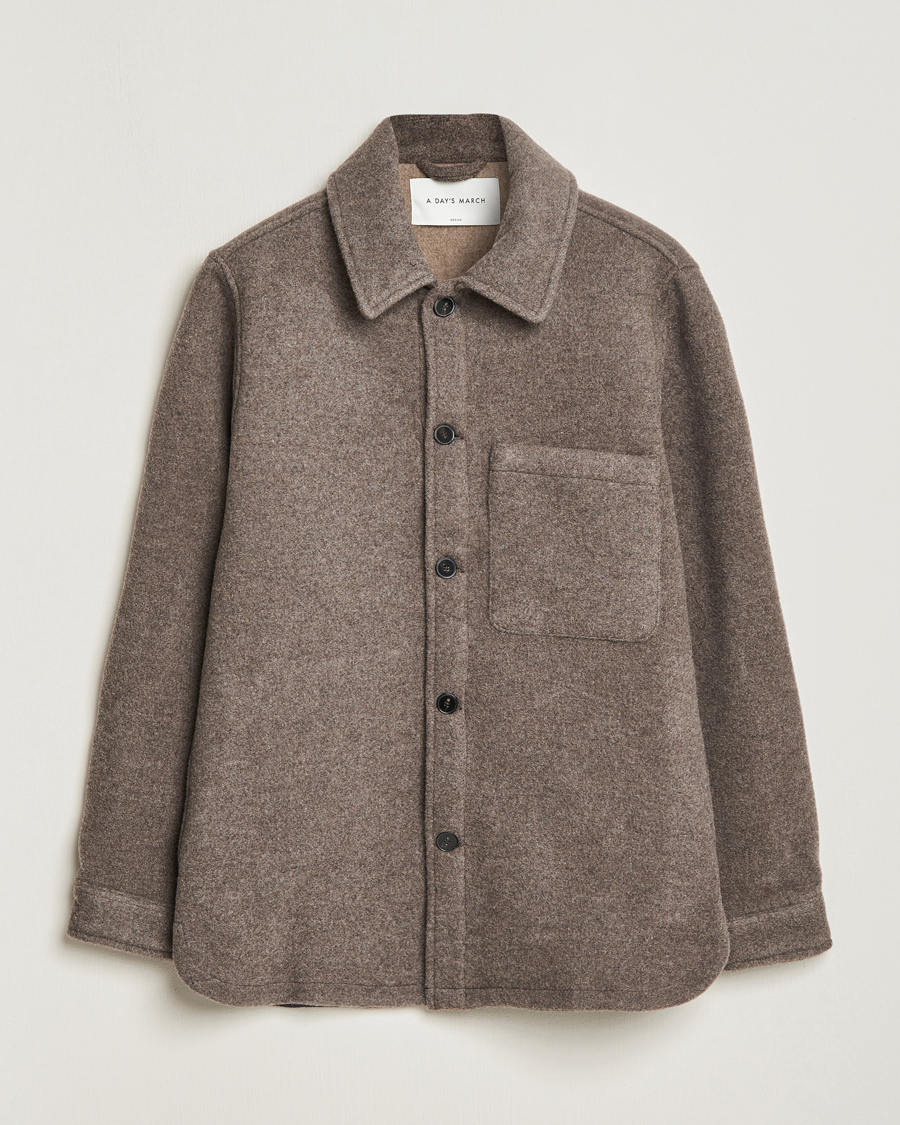 Herr | Skjortor | A Day's March | Epernay Wool Overshirt Taupe