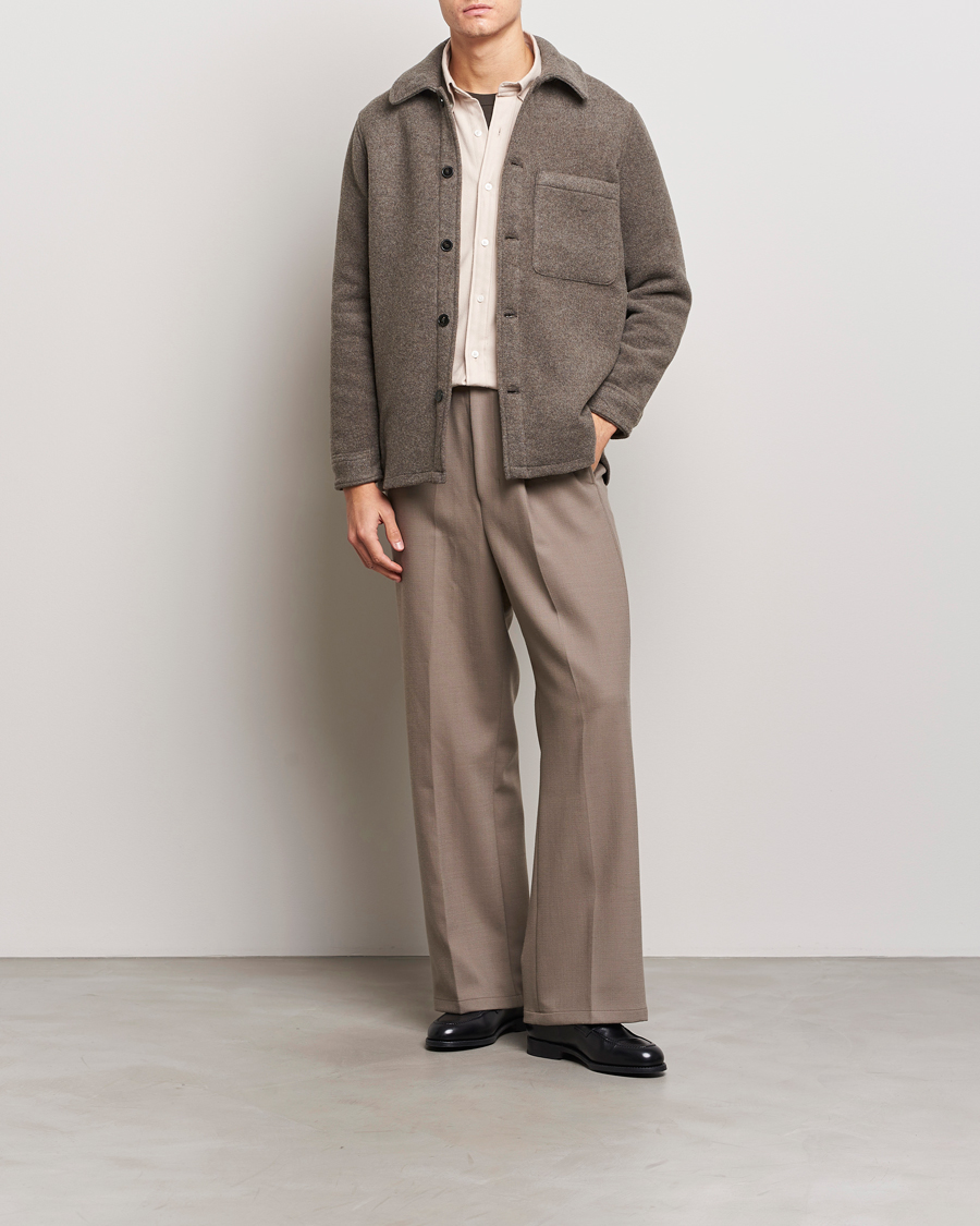 Herr | Skjortor | A Day's March | Epernay Wool Overshirt Taupe