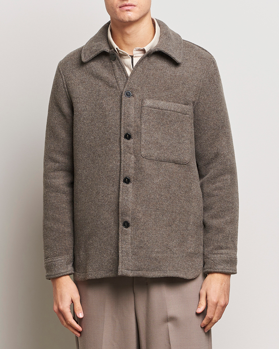 Herr | Skjortor | A Day's March | Epernay Wool Overshirt Taupe