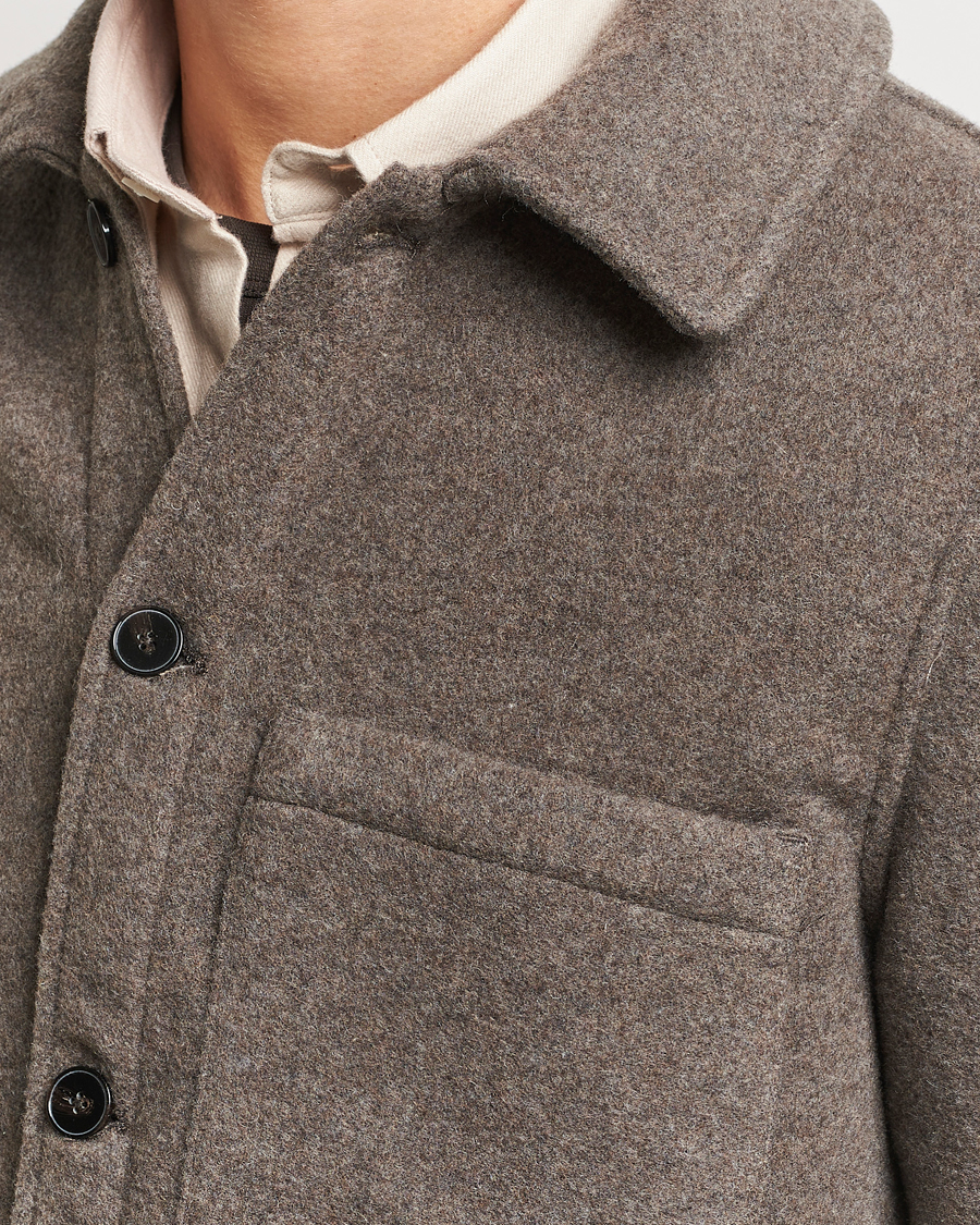 Herr | Skjortor | A Day's March | Epernay Wool Overshirt Taupe