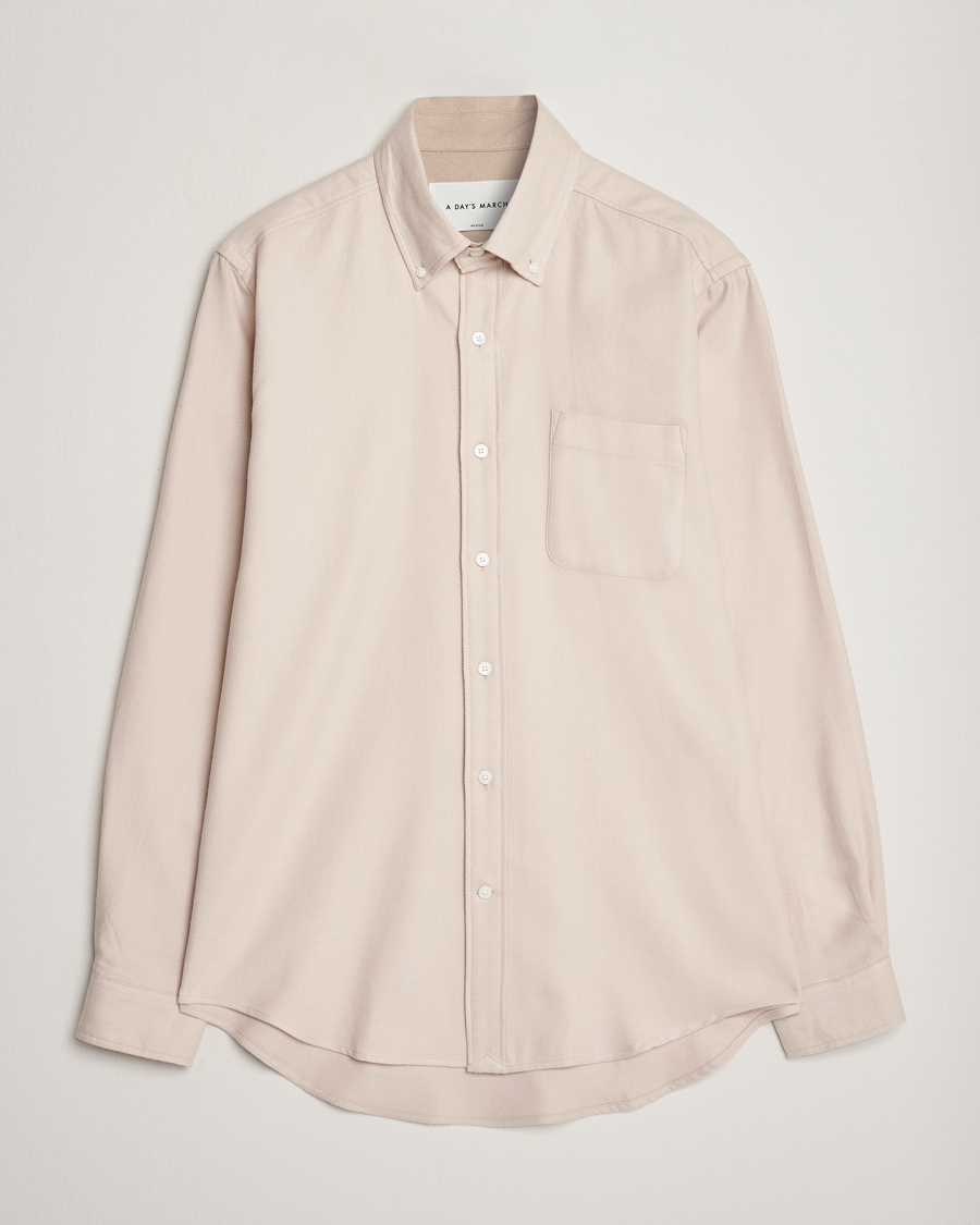 Herr | Skjortor | A Day's March | Moorgate Light Flanell Shirt Taupe Melange