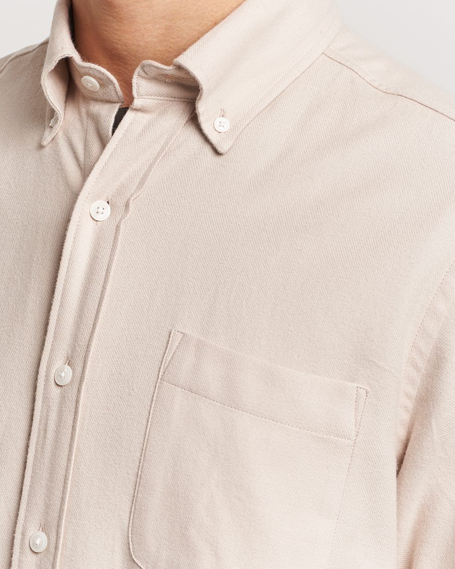 Herr | Skjortor | A Day's March | Moorgate Light Flanell Shirt Taupe Melange