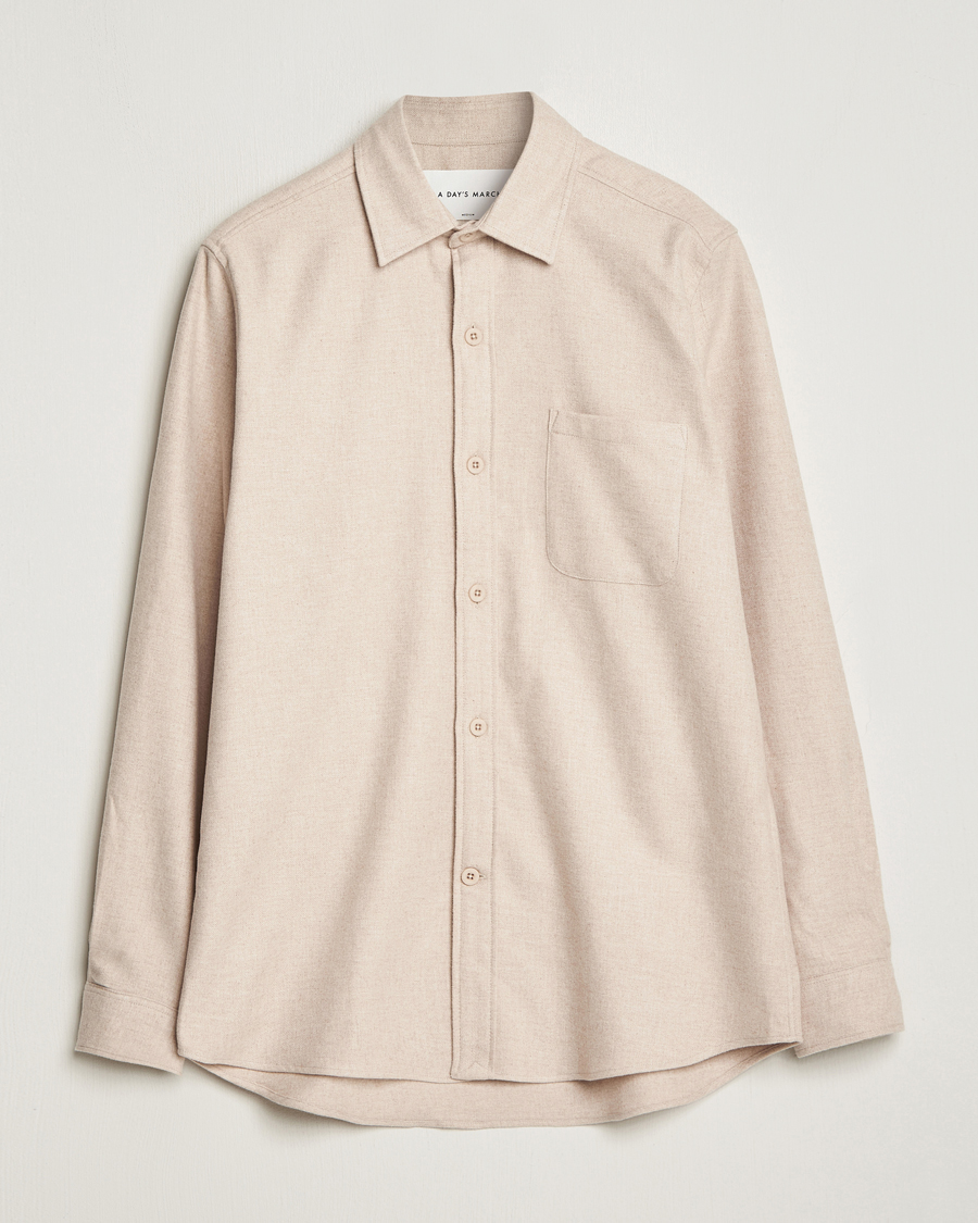Herr | Skjortor | A Day's March | Redhill Heavy Flanell Shirt Sand