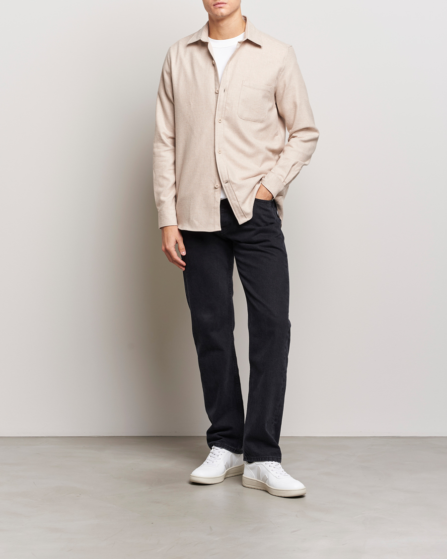 Herr | Skjortor | A Day's March | Redhill Heavy Flanell Shirt Sand