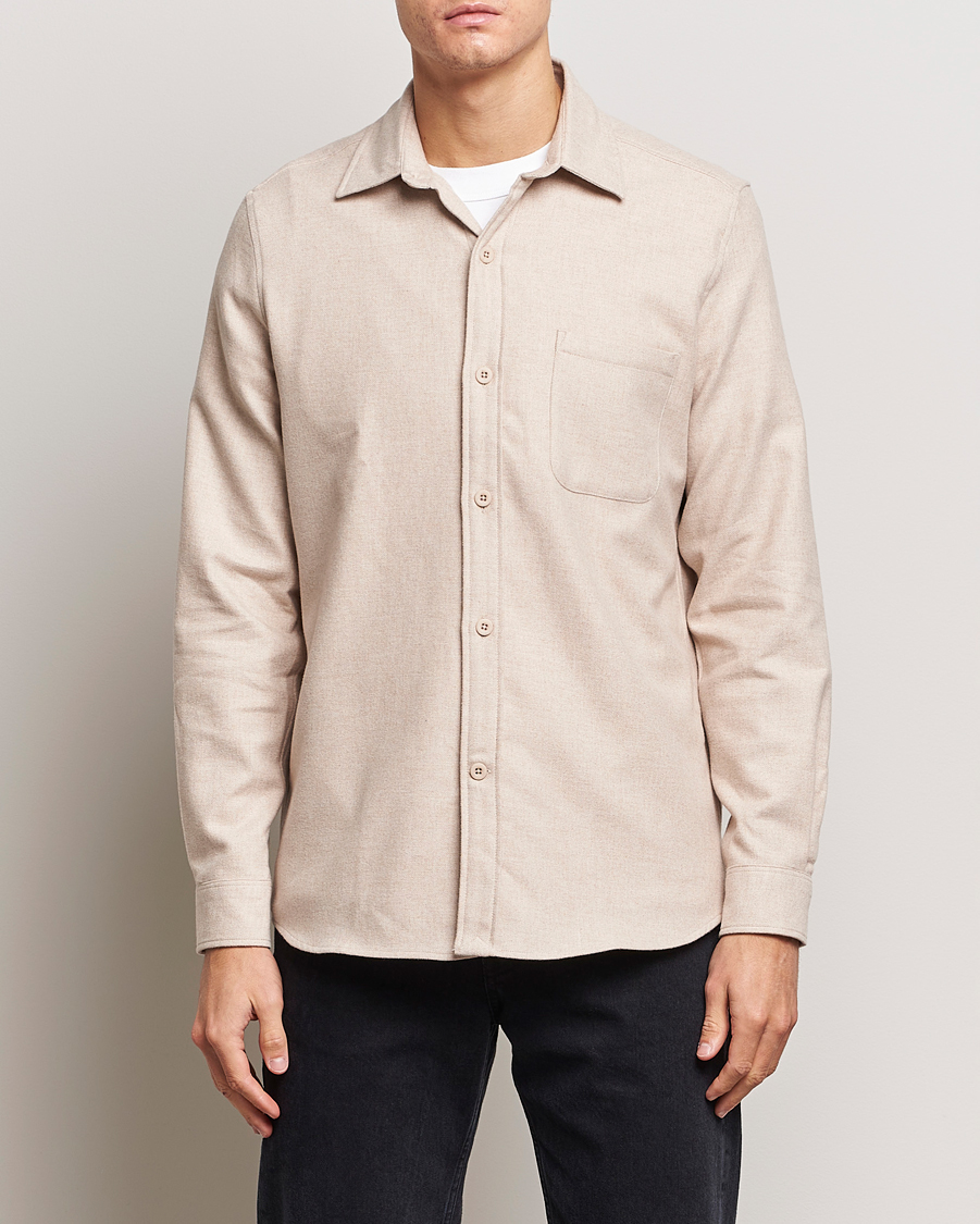 Herr | Skjortor | A Day's March | Redhill Heavy Flanell Shirt Sand