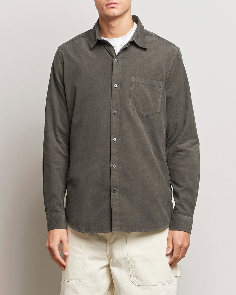 Herr | Skjortor | A Day's March | Daintree Baby Cord Shirt Olive