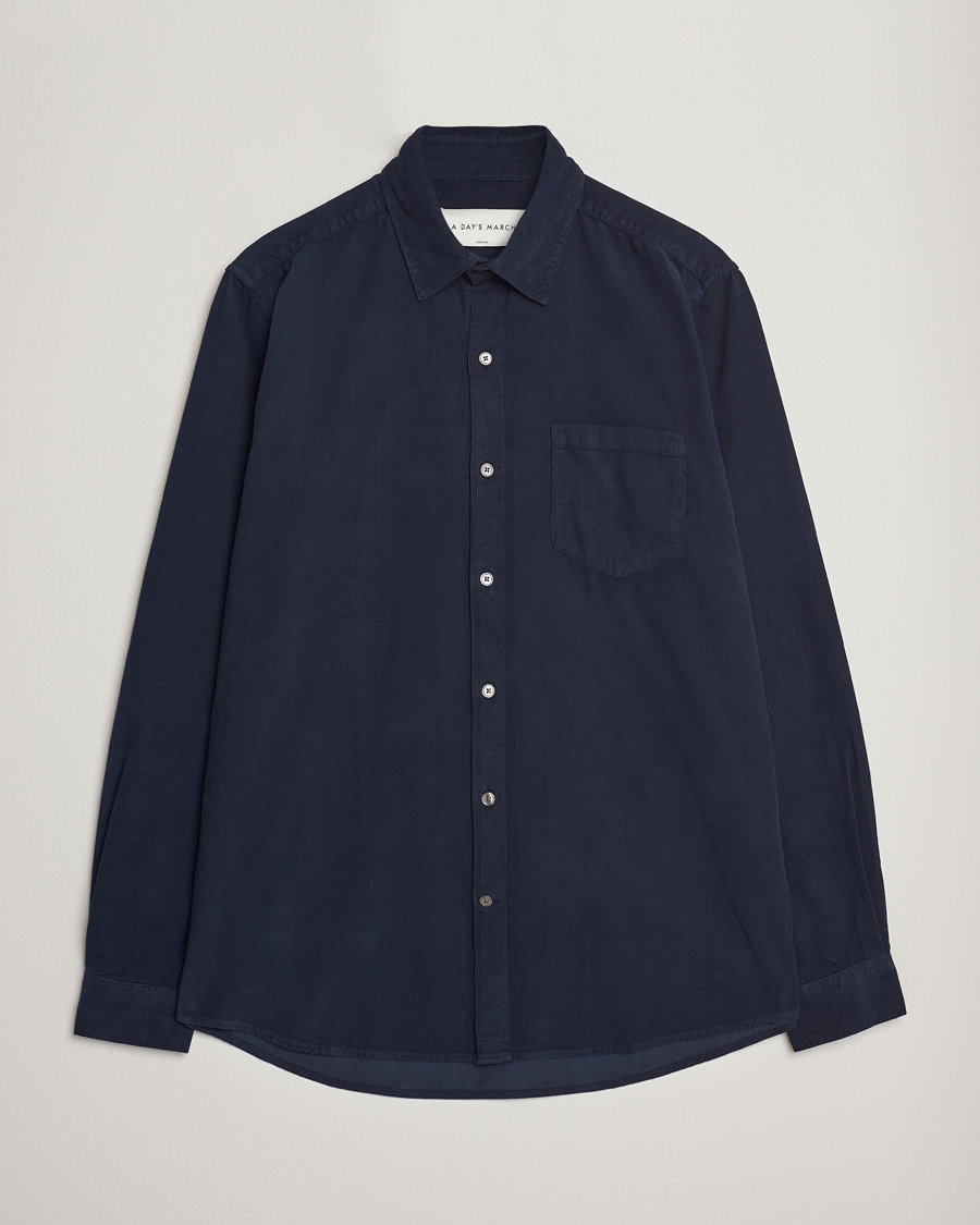 Herr | Skjortor | A Day's March | Daintree Baby Cord Shirt Navy