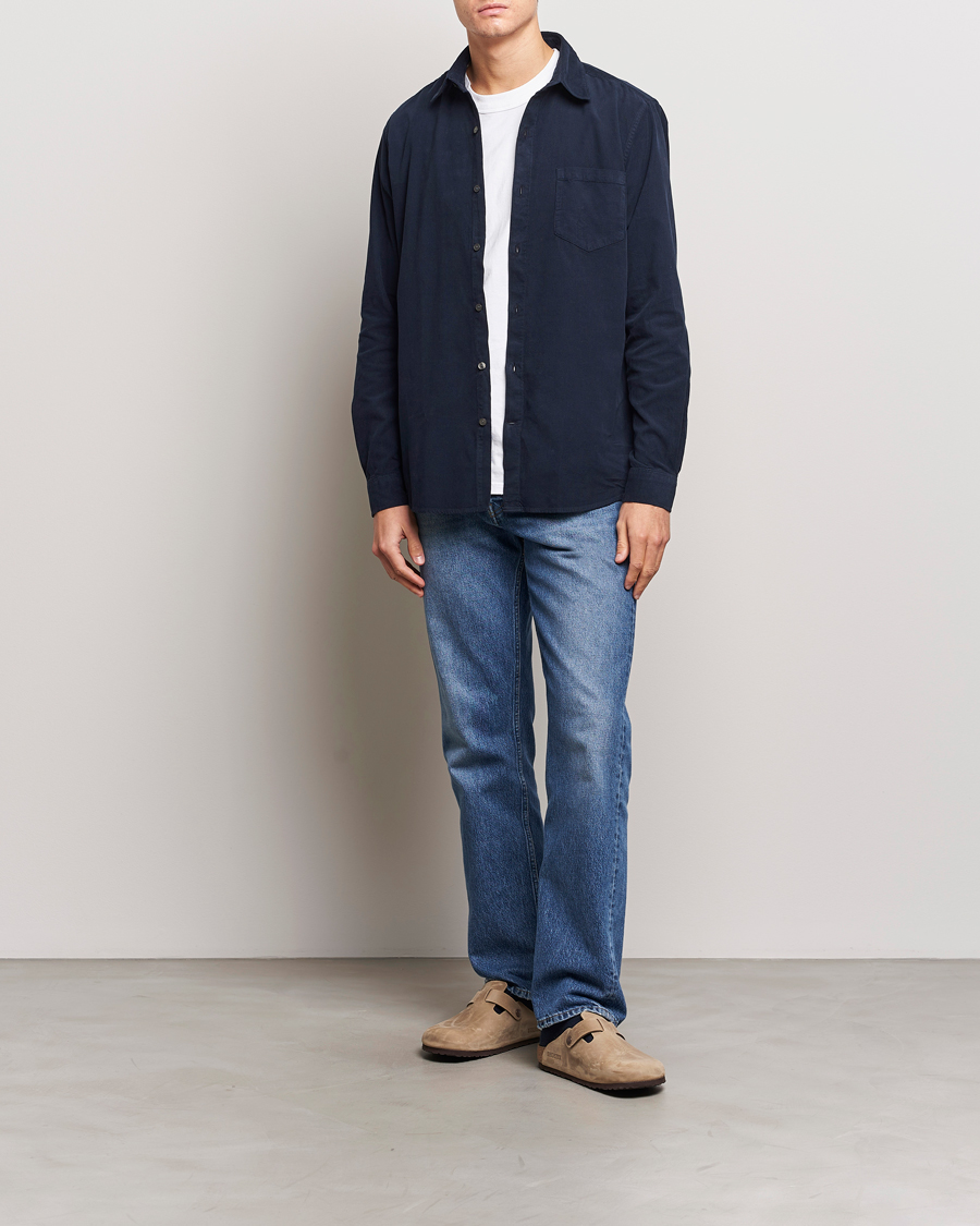 Herr | Skjortor | A Day's March | Daintree Baby Cord Shirt Navy
