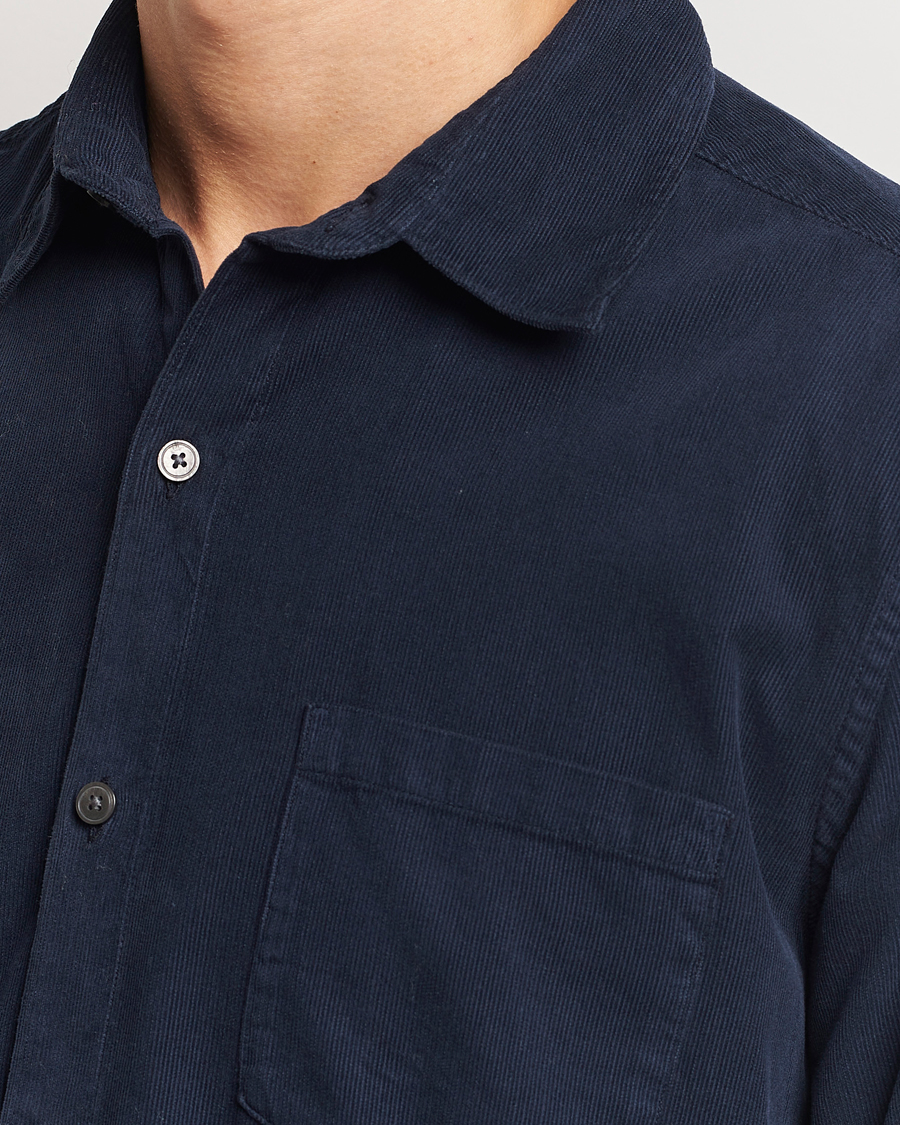 Herr | Skjortor | A Day's March | Daintree Baby Cord Shirt Navy