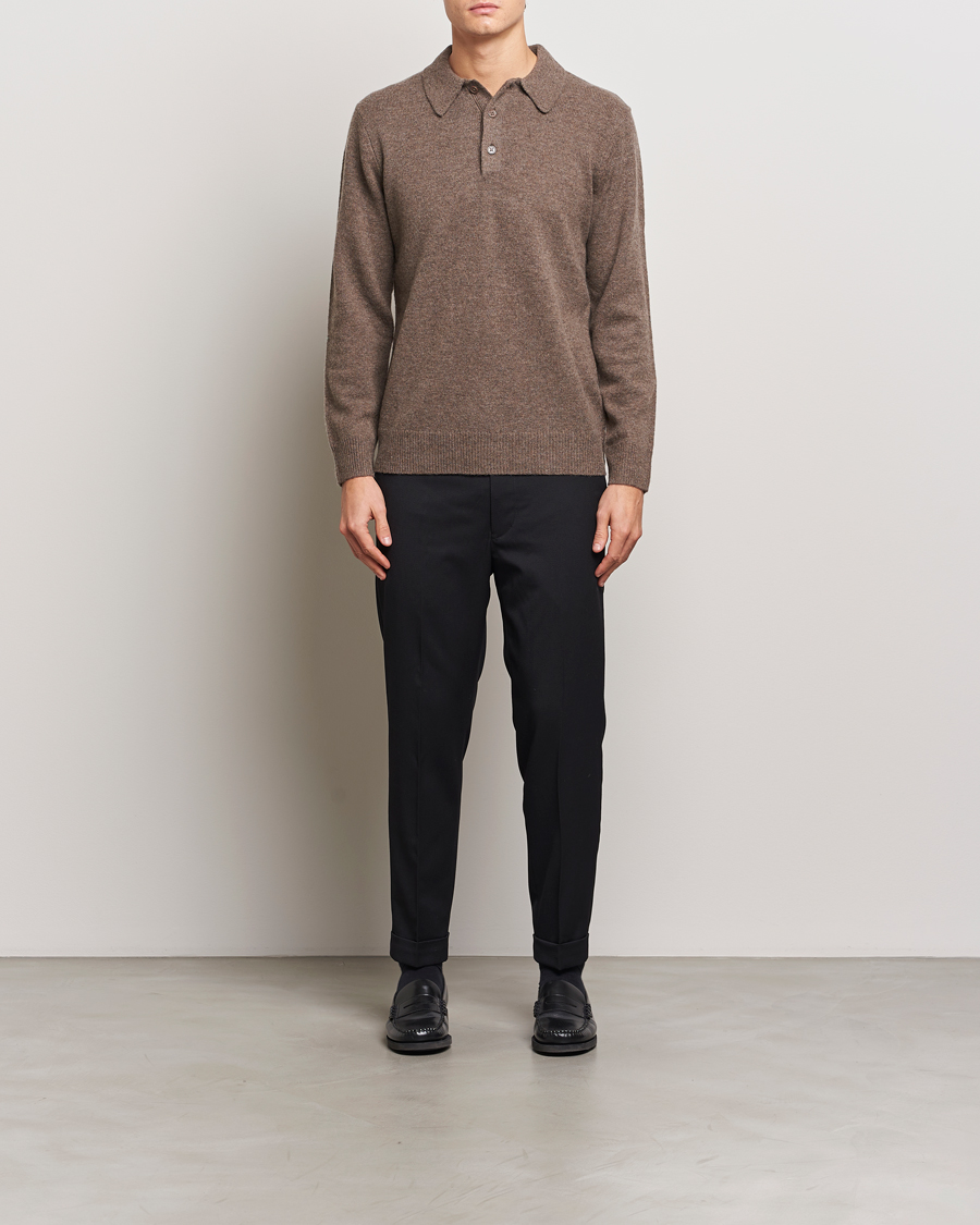 Herr | Tröjor | A Day's March | Avoch Lambswool Polo Dark Taupe