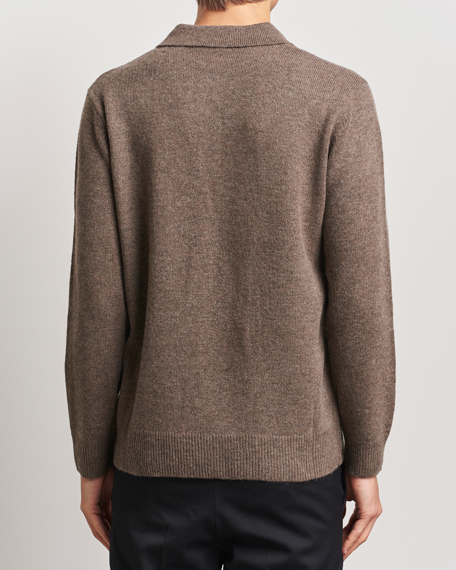 Herr | Tröjor | A Day's March | Avoch Lambswool Polo Dark Taupe