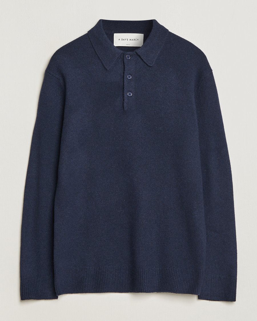 Herr | Tröjor | A Day's March | Avoch Lambswool Polo Navy