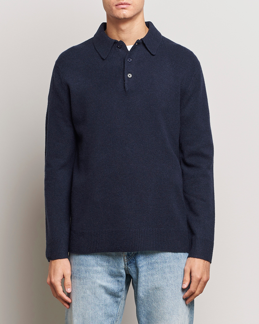 Herr | Tröjor | A Day's March | Avoch Lambswool Polo Navy