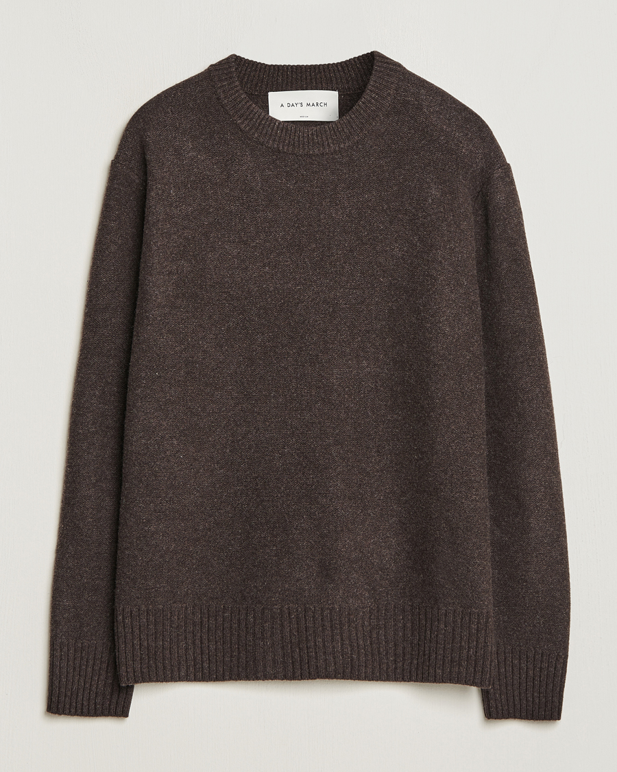 Herr | Tröjor | A Day's March | Tietar Boiled Merino Sweater Java Brown