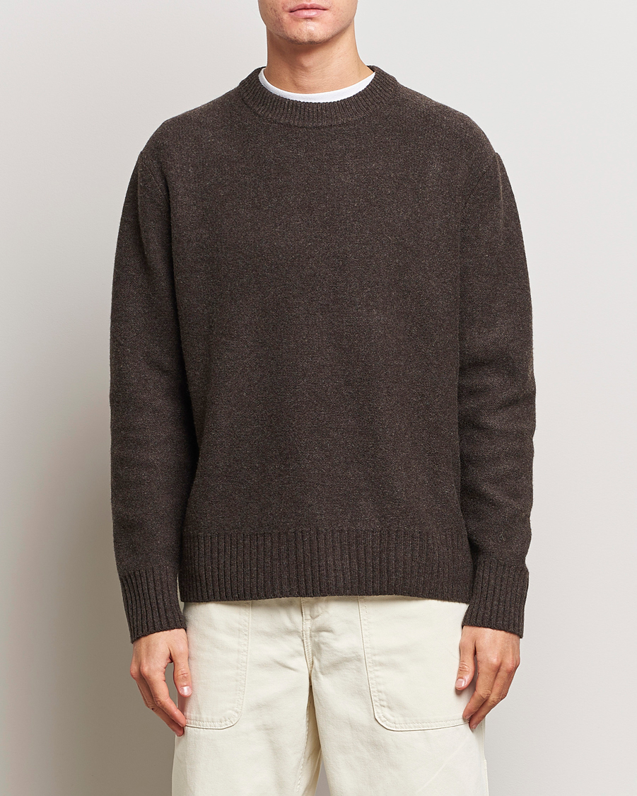 Herr | Tröjor | A Day's March | Tietar Boiled Merino Sweater Java Brown