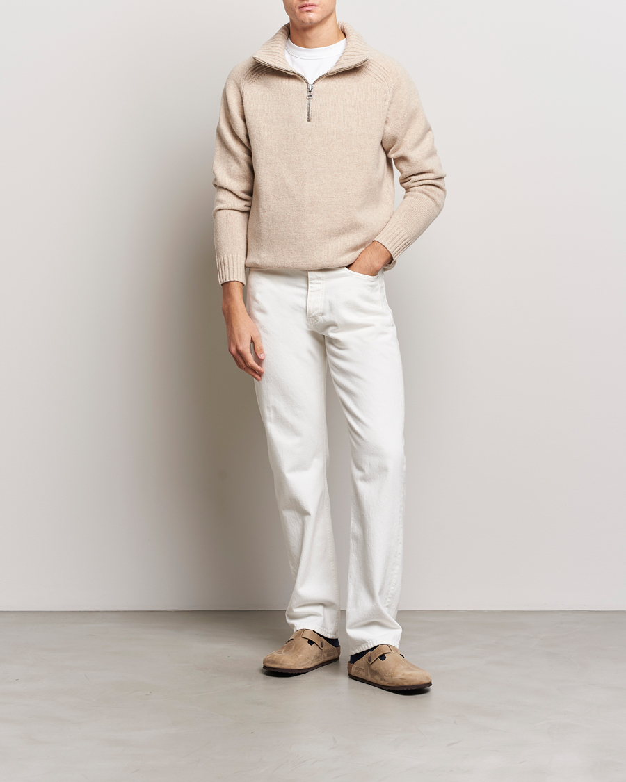 Herr | Tröjor | A Day's March | Cullan Wool Half-Zip Sand