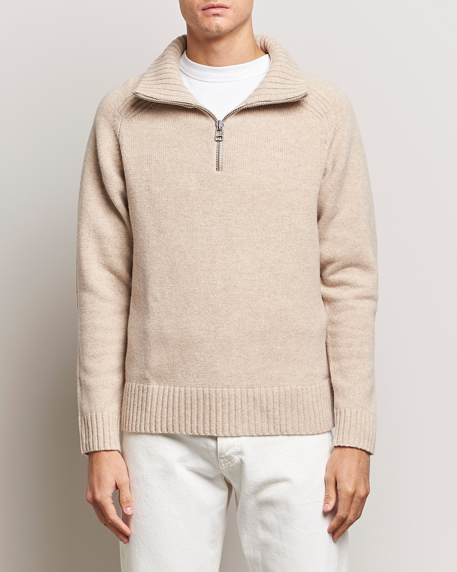 Herr | Tröjor | A Day's March | Cullan Wool Half-Zip Sand