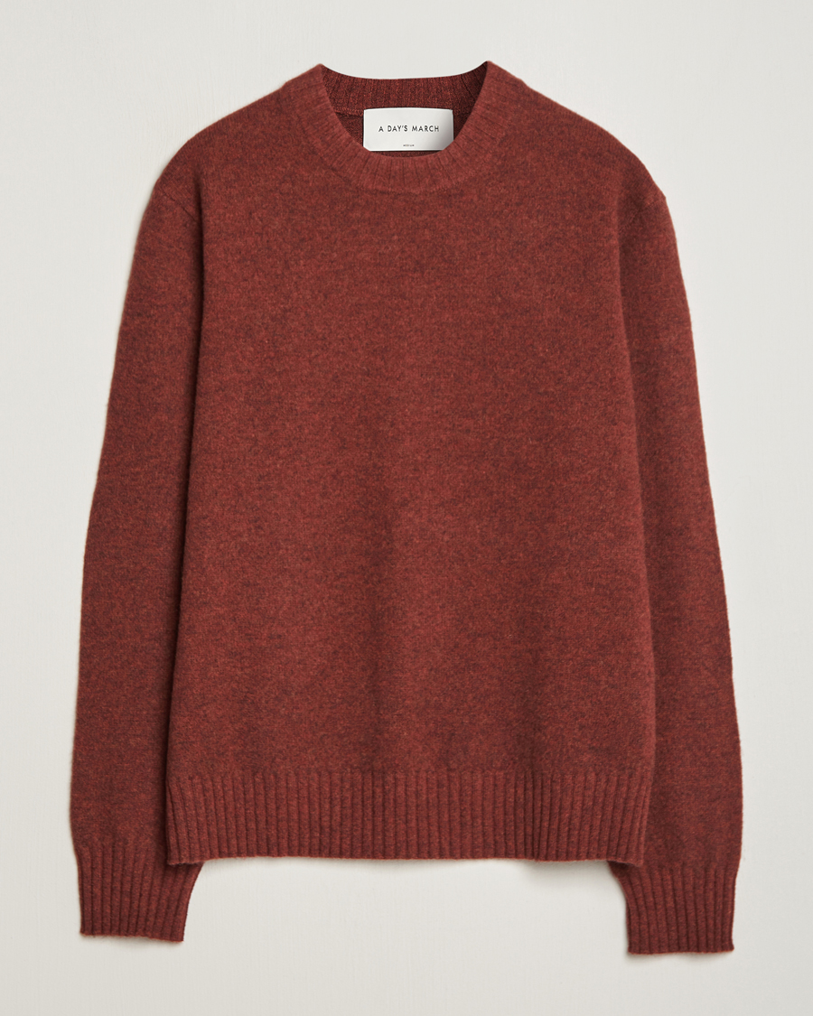 Herr | Tröjor | A Day's March | Marlow Lambswool Crew Zinfandel
