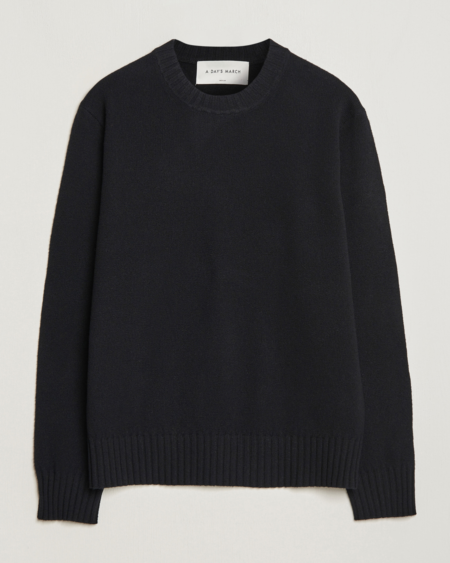 Herr | Tröjor | A Day's March | Marlow Lambswool Crew Black