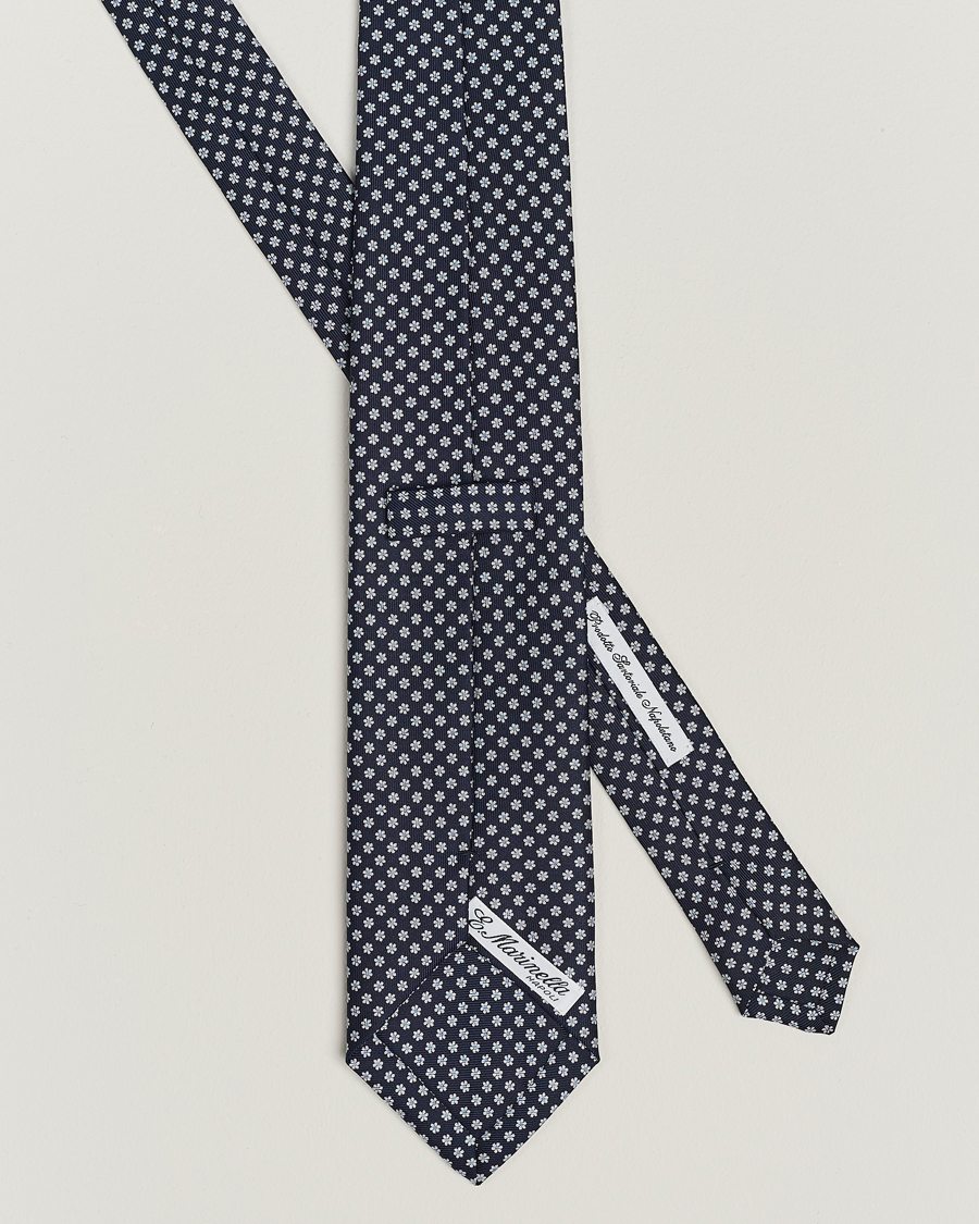 Herr | E. Marinella 3-Fold Printed Silk Tie Navy | E. Marinella | 3-Fold Printed Silk Tie Navy